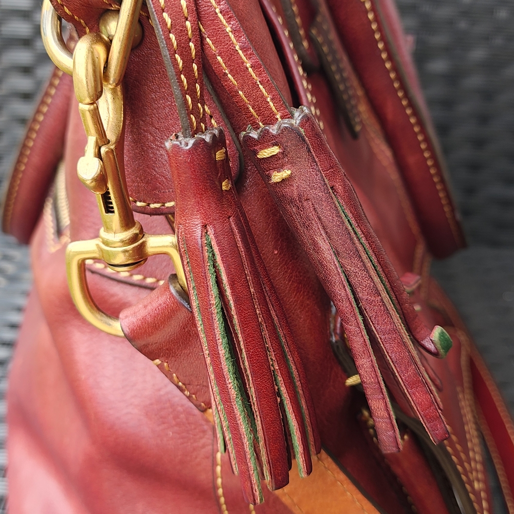Dooney & Burke Florentine Clayton Burgundy Leather Handbag - Picture 6 of 16